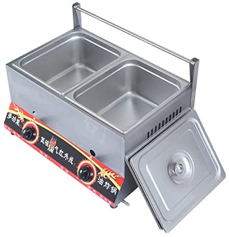 Friteuse à gaz professionnelle 20 L, friteuse de comptoir en acier inoxydable à er inoxydable à double fente au propane et au GPL, friteuse à frites dans la cuisine du restaurant avec panier