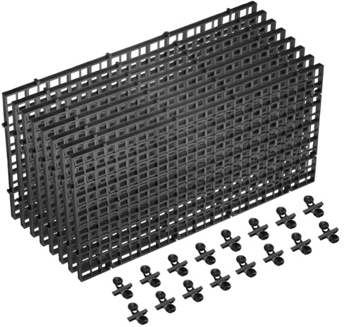 sourcing map 8Pcs Aquarium Fish Tank Divider, 12x6 Inch Plastic Egg Crate Light Diffuser Grid Filter Bottom Partition Separator with Sucker Clips and Suction Cups for Aquarium, Black