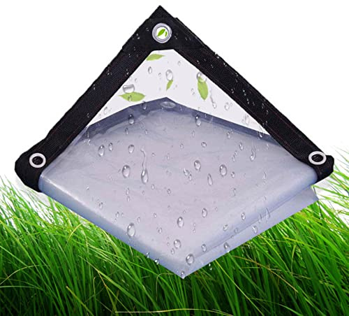 Telone trasparente impermeabile, resistente, per serre, protezione delle piante da esterno, spessore 120 g/m², con occhielli, multiuso