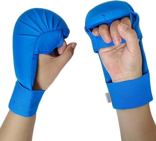 Whoasyst skum vadderade karate övningshandskar yttre skal bekväm passform PU skum vadderad boxning för åldrarna 5-12 år ungdom karate sparring utrustning