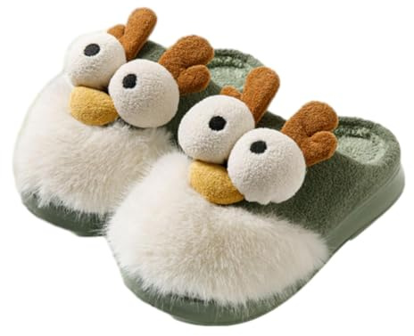 Gosiga tofflor jul – filttofflor dam med filtsula, tofflor halkfria stugskor, bekväma tofflor, mjuka tofflor, bomull, filttofflor, unisex, vinterskor plyschtofflor, Grön, 40 EU