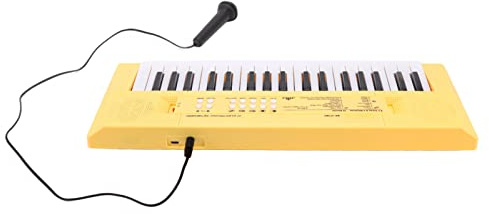 Bonbela Elektronisk Tangentbord 37 Tangenter Pianoklaviatur för Barn med Mikrofon och Inspelningsfunktion USB Uppladdningsbar Bärbar Musikleksak för Barn (Gul)