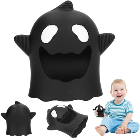 Halloween-Baby-Spielzeug, süßer Geist, Beiß-Handschuh, weiches Silikon-Baby-Beißspielzeug, tragbarer Beißring für beruhigende Saugbedürfnisse, schwarz. Halloween, Fäustling, Hallow