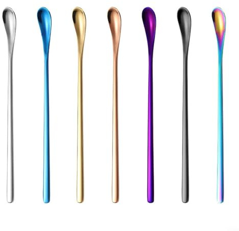 Cucharas mezcladoras de acero inoxidable de alto rendimiento para café con leche y helado, fáciles de limpiar (A)