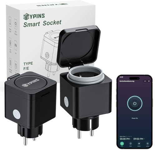 EYPINS WLAN Steckdose Outdoor IP54, Smarte Außensteckdose mit Strommessung, Zeitplan, Überlastschutz, Sprachsteuerung über Alexa & Google Home, Smart Life App Fernbedienung, 3680W/16A Steckdose 2PCS