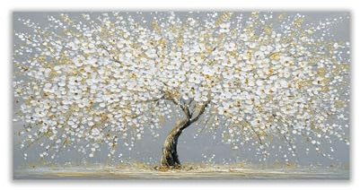 TODOAA Astratto Quadri Soggiorno Albero della vita Albero Moderno della Foglia d'Oro Stampa su tela -Moderni Poster da parete Camera da letto Ufficio Decorazioni(Oro)-30x60cm Non incorniciato