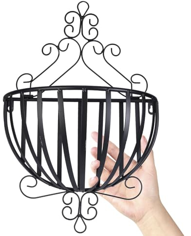 Ciieeo Porta Vaso Semicircolare da Parete in Ferro Nero per Giardino | Installazione Semplice, Struttura Facile da Pulire, Design Drenante, Supporto per Vasi in Terracotta e Fioriere