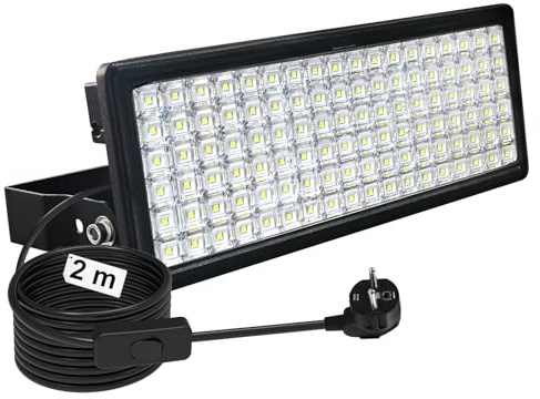 HOPEDAMAI 100 W LED-strålkastare med 2 m kabel, strömbrytare och kontakt, AC 85 V-450 V