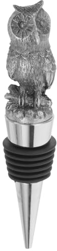 IDEANATEGRATE Decorative Wine Stoppers for Wine Bottles Retro Owl Shape Silver Zinc Alloy with Vacuum Seal Technology Reliable Stylish Unique Wedding Party Favor