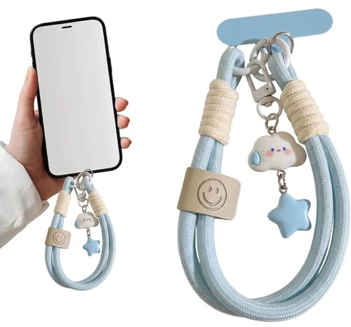 ZUWIJEQ Cordino per Cellulare da Polso, cordino per telefono Universale con Design e Nuvole, laccetto per cellulare da polso, Cinturino Anti-Smarrimento per Smartphone, Chiavi e Portafoglio, Blu