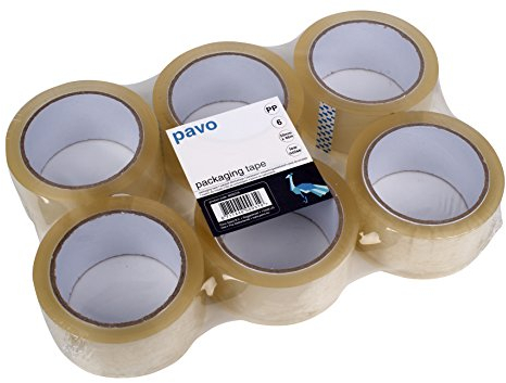 Pavo - Cintas de embalaje, 6 rollos, 66m x 55mm, Transparentes