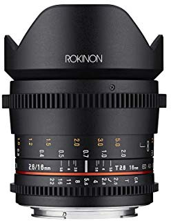 Rokinon 16–16 mm f/2,6–22 Prime Feste T2.6 Full Frame Cine Weitwinkel Objektiv für Canon EF, Schwarz (ffds16 m-c)