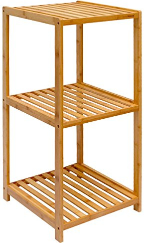 DuneDesign XL Bambus Holz Regal 83 x 38 x 39,5 cm 3 Fächer Stand-Regal Badezimmer Ablage Küchen Aufbewahrung Badregal