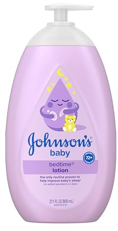 Johnson's Baby Bedtime Lotion, Soothing NaturalCalm Aromas, Gentle Nighttime Baby Lotion, Helps Relax & Soothe, Hydrating, No added Parabens & Dyes, 27.1 fl. oz