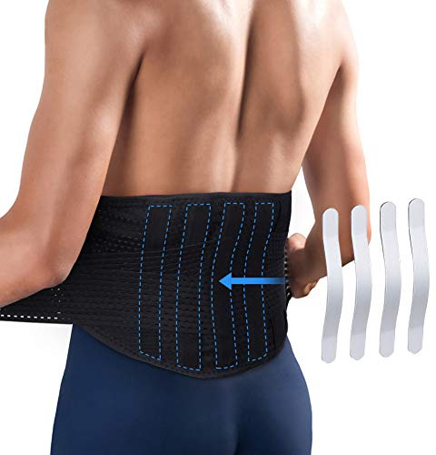 Rückenstützgürtel Lendenwirbel Rückenbandage Lendenwirbelstütze Rücken Gurt Rückenstütze, Orthopädisch Gürtel mit Stahlstreifen zur Schmerzlinderung für Ischias, Schwarz L 82-112cm