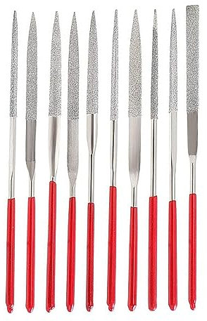 Bestgle Juego de 10 Limas de Diamante de Diamantes Limas de Aguja de 3 mm x 140 mm para Acero, Cerámica, con Recubrimiento de Diamante Multifuncional