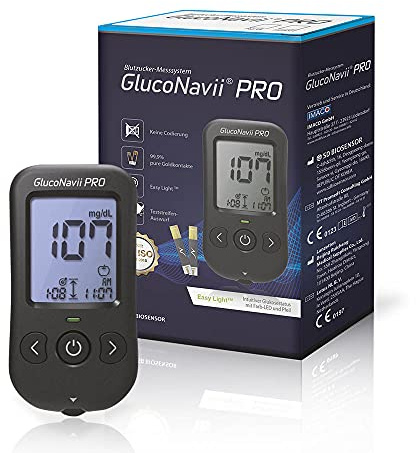 GlucoNavii Diabetes-Set, Messeinheit mg/dl, mit 10 Blutzuckerteststreifen, angenehme Stechhilfe ink. 10 Lanzetten