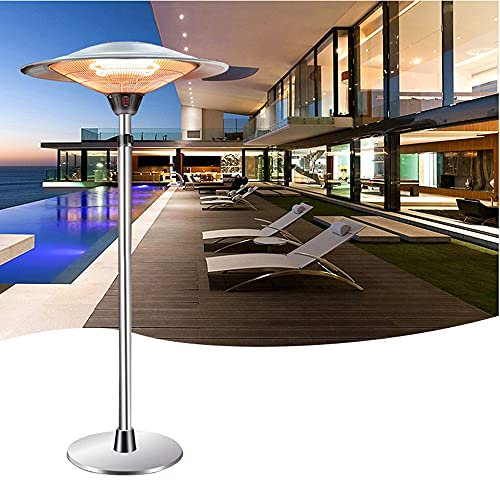 BDXZJ Parasol Chauffant Infrarouge, Chauffant Infrarouge pour Patio, Chauffant Infrarouge Terrasse 3000W Radiateur en Fibre de Carbone Pied Télescopique Réglable en Hauteur 160-210cm 1500W
