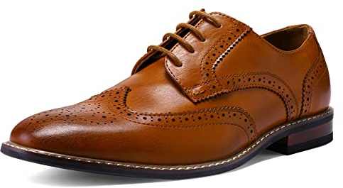 MERIDOS Men's Dress Shoes Formal Business Classic Lace Up Wingtip Oxford Shoes,Wingtip Brown,10.5 US