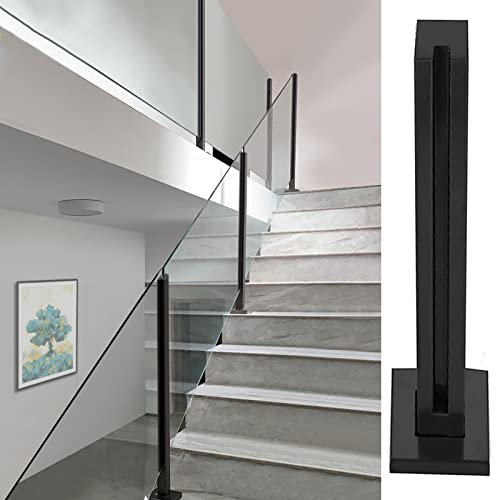 LZMZMQ 25 29 33 37 41 45 49 53 57 61 inches Tall Middle Column Corner Post End Posts Panels Fence, Stairs/Deck/External Garden Wall, Black Plastic Panels Landing Baluster/Clear View Base Rail Fencing