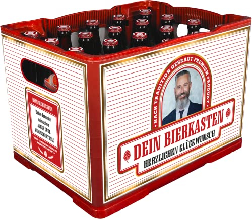 PRINTALA Bierkasten- Banderole + Aufkleber-Set (optional) personalisiert bedruckt mit Foto & Texten nach Wahl (Rot)