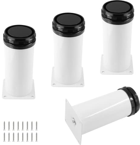Kyuionty Set of 4 Adjustable Stainless Steel Furniture Legs 5 Inch White