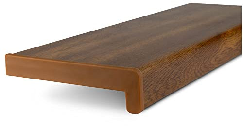 TJ Fensterbank Innen Kunststoff Eiche Gold Optik / 50 x 120 cm Fensterbank inkl. Seitenabschluss/PVC Fensterbank nach Maß/Fensterbank Innen kratzfest und feuchtigkeitsundurchlässig