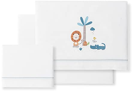 Interbaby Kinderwagen-Bettwäsche-Set, 3-teilig, weiß/grau, 90 x 200 cm, 1 Stück