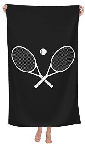 Telo Da Bagno Racchetta E Tennis Incrociati Asciugamani Sportivi Portatile Asciugamano Sauna Morbidi Asciugamano Mare Per Vacanze Spa Nuoto,80X130Cm