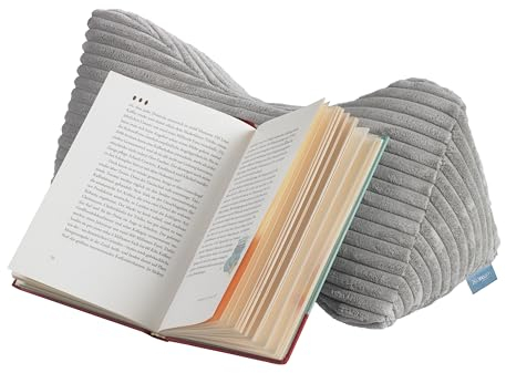 XDREAM Leseknochen, Nackenrolle, Nackenkissen, Lesekissen als Tabletkissen | 40 x 20 cm Dekokissen Stützkissen Buchkissen Buchstütze | grau