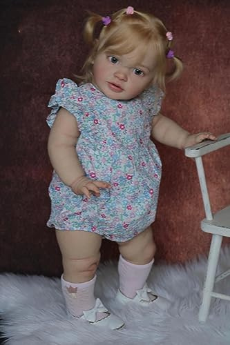 Anano Reborn Poupées réalistes pour bébé fille - Veines réalistes - Grande taille debout - 66 cm - Poupée Reborn Toddler - Véritable poupée de bébé - Sensation de peau humaine