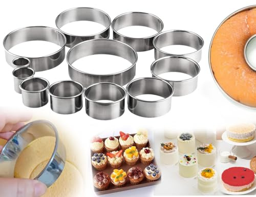 Lhbwhiz Lot de 12 emporte-pièces ronds en acier inoxydable, formes de biscuits en forme d'anneaux simples, ensemble d'emporte-pièces, accessoires de cuisine DIY, parfaits pour les amateurs de cuisine