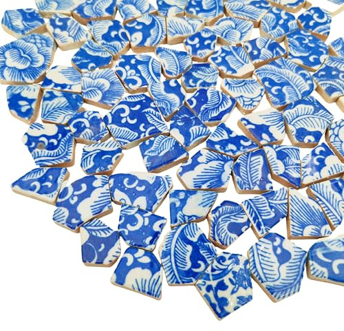 500 g porslin keramiska mosaikplattor, trasiga oregelbundna mosaikplattor för gör-det-själv hantverksgolv, kök, pool, blomkrukor mosaiktillbehör (porslin 08)