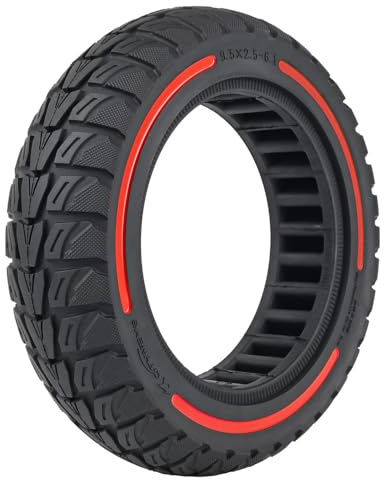9.5x2.5-6.1 Off-Road Solid Tire Replacement for NIU KQi3 Pro/Max/Sport Scooter - Puncture-Free, Hassle-Free Maintenance - Anti-Skid, Shockproof 9.5 x 2.50 inch Tubeless Tire (Red 1pc)