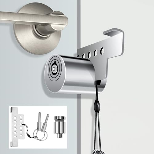 MOSECYOU Portable Keyed Door Lock for Home/Travel Security, Child Safety Protection Extra Lock, Temporary No Drill Lockout Device with Key for Apartment Bedroom Hotel Room