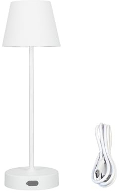 EDO LED Tischlampe Kabellos mit Touch, USB-C Aufladbar, NELI 2,7W 2700K Dimmbar, IP54 Wasserdicht, Tischleuchte, Akku Lampe, Nachttischlampe, Leselampe, LED lampe, Campinglampe, 33x10,6 cm, Weiß