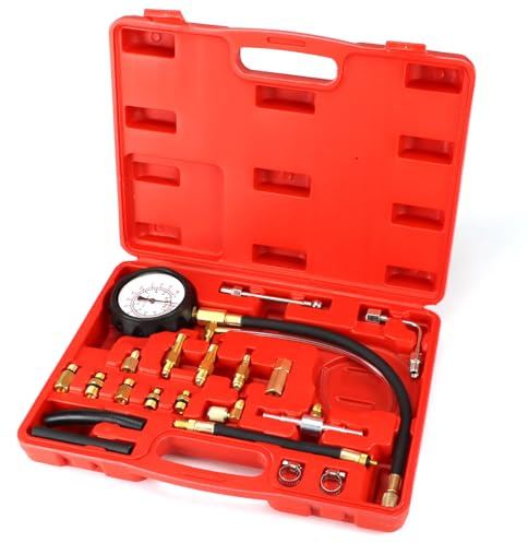 QWORK® Fuel Pressure Tester, Fuel Pressure Gauge for Injection Systems, 0-140 PSI/0-10 Bar Pressure Gauge