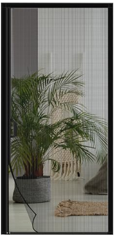 BESTORI Mosquitera Puerta Magnética 70 x 200 cm Cortina Mosquitera Apertura Lateral Cierre Automático para Balcón Corredera Terraza Negro