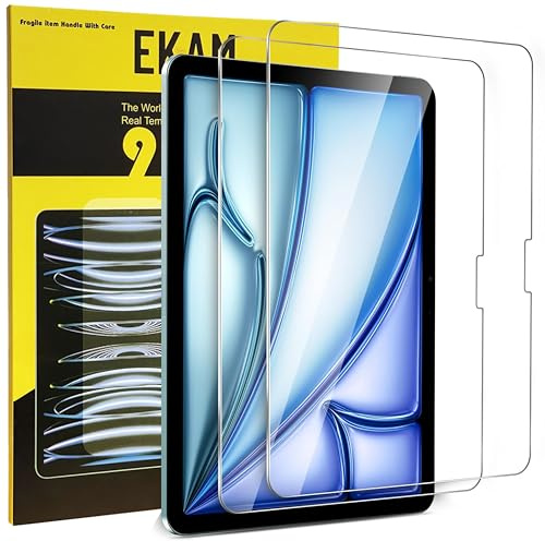 EKAM [Paquete de 2 protectores de pantalla para iPad Air de 11 pulgadas M2 (2024), película de vidrio templado 9H, transparente HD [sin burbujas] para iPad Air de 11 pulgadas 2024