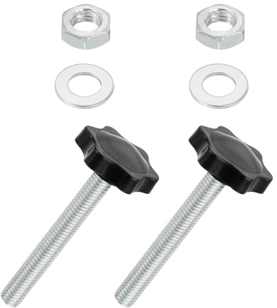 QUARKZMAN 2pz Pomelli Stella M8 x 60mm, Manopola Serraggio Plastica Forma Esagonale, Vite Ricambio, Maniglia per Manopola Rondella Dado per Macchinari Sostituzione Base Ombrello