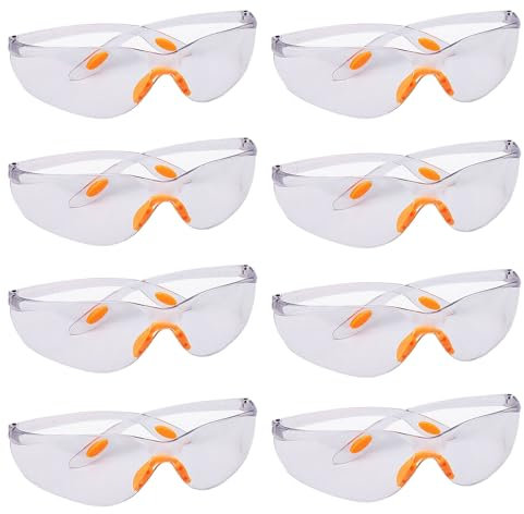 banjiabb 8 Stück Schutzbrille,Arbeitsschutzbrille,Schutzbrillen,Schutzbrille Kinder,schutzbrille arbeitsschutzbrille,Transparent Mit Gummieinsatz An Nase Und Ohren,Für Arbeit Staubdicht Schießsport