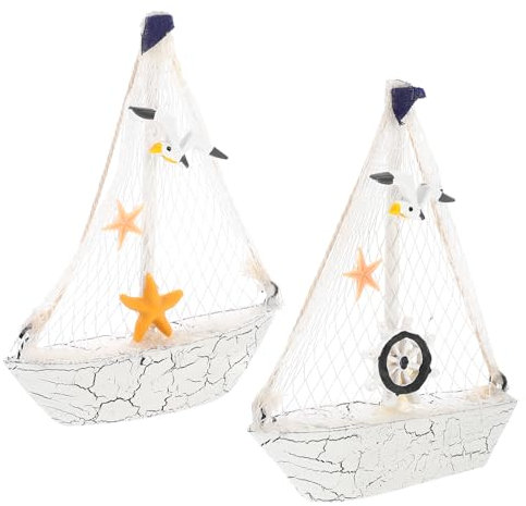 KONTONTY 2stücke Teiliges Mediterranes Holz-segelboot Deko Nautisches Tischornament Für Wohnzimmer Schlafzimmer Und Büro Kreatives Design Mit Einzigartiger