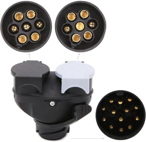 2 In 1 Caravan Converter 13 Pin Plug to 7 Pin 12N + 12S Sockets Caravan Trailer Towing Adapter Lead 13 to 7 Pin Towing Electrics Adaptor Connector Towing Socket for Car Caravan Truck Conversion