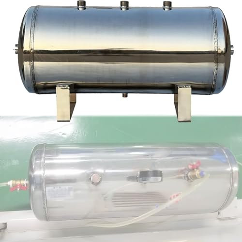304 Stainless Steel Air Compressor Tank, Portable Air Tank 1 3 5 8 10 13 Gallon, Horizontal Air Reservoir Tank Kit with Gauge for Medical Equipment(50L/13.2Gal)