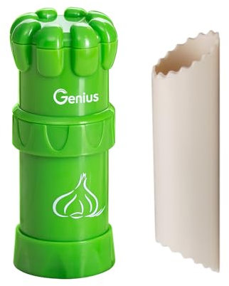Genius Garlic Press Moulin à ail G5-2 pièces - Vert - Passe au lave-vaisselle - Ustensile de cuisine idéal pour couper l'ail