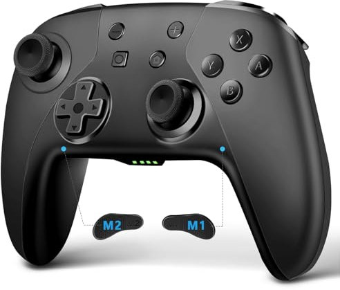 AceGamer Wireless Controller für Switch/Switch 2/Switch Lite/Switch OLED mit Weckfunktion mit einer Taste/Doppel vibration/programmierbare Taste/Hall Joystick (schwarz)