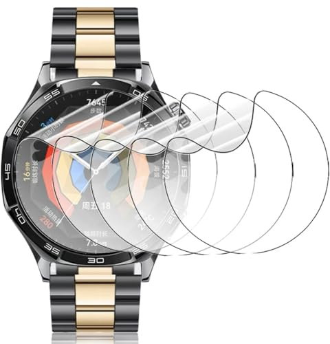 5pcs Hydrogel Film Screen Protector for Huawei Watch GT 5 Pro 46mm 1.43 GT5 Pro Smart Watch Flexible HD Transparent TPU Protective Film Ultra-thin Self-Healing Anti scratch Explosion-proof
