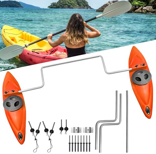 AIROW Stabilizzatori per Kayak, stabilizzatori per Canoe, Kit di Sistema per stabilizzatori e stabilizzatori per Kayak con Accessori per l'installazione e Asta per Bracci Sidekick