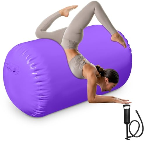 Heipigo Air Rolle Turnen Aufblasbare Air Roll 120x80cm/120x60cm, PVC Gymnastik rolle Tumbling Air Barrel, Rückhandfeder Trainer mit Luftpumpe für, Cheerleading, Yoga & Gym