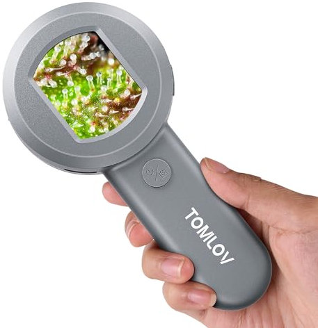 TOMLOV P10 Microscopio Digitale per Adulti Bambini con Schermo da 2, Lente d’Ingrandimento per Gioiellieri Portatile con Luce, Lente da Mano per Monete da Collezione, Lente Tascabile per Tricomi